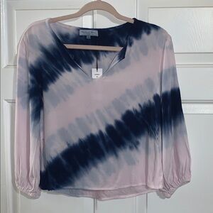 🍇 MICHAEL STARS Pink and Blue Tie Dye Top NWT $168 XS